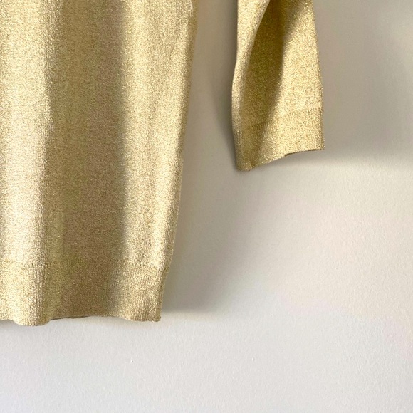 SHIMMERING METALLIC GOLD VINTAGE WORTHINGTON LIGHTWEIGHT SWEATER - Picture 5 of 6